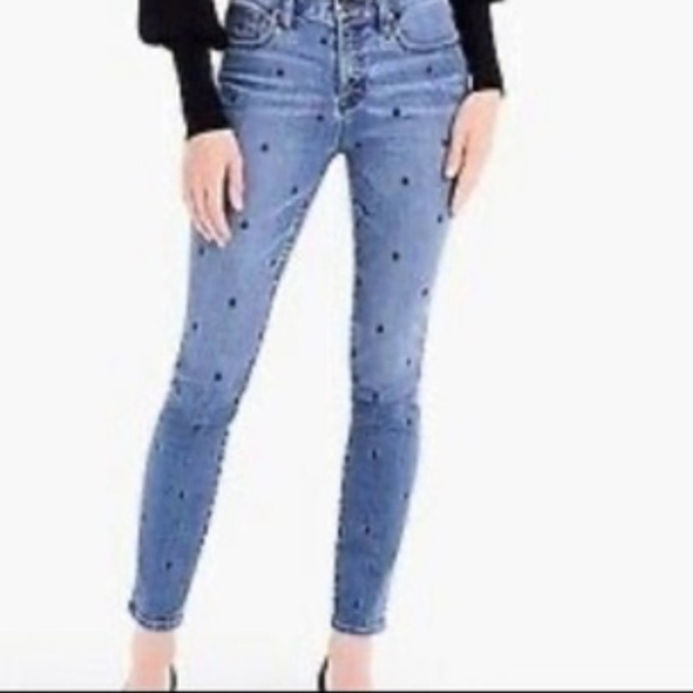 J. Crew Light Blue Polka Dot Skinny Jeans Size 25